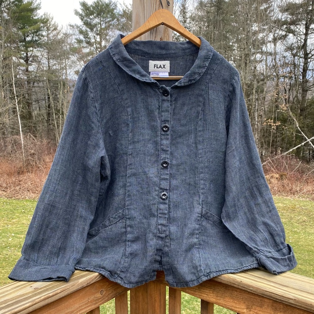 Flax Linen Button Down Top w/ Pockets